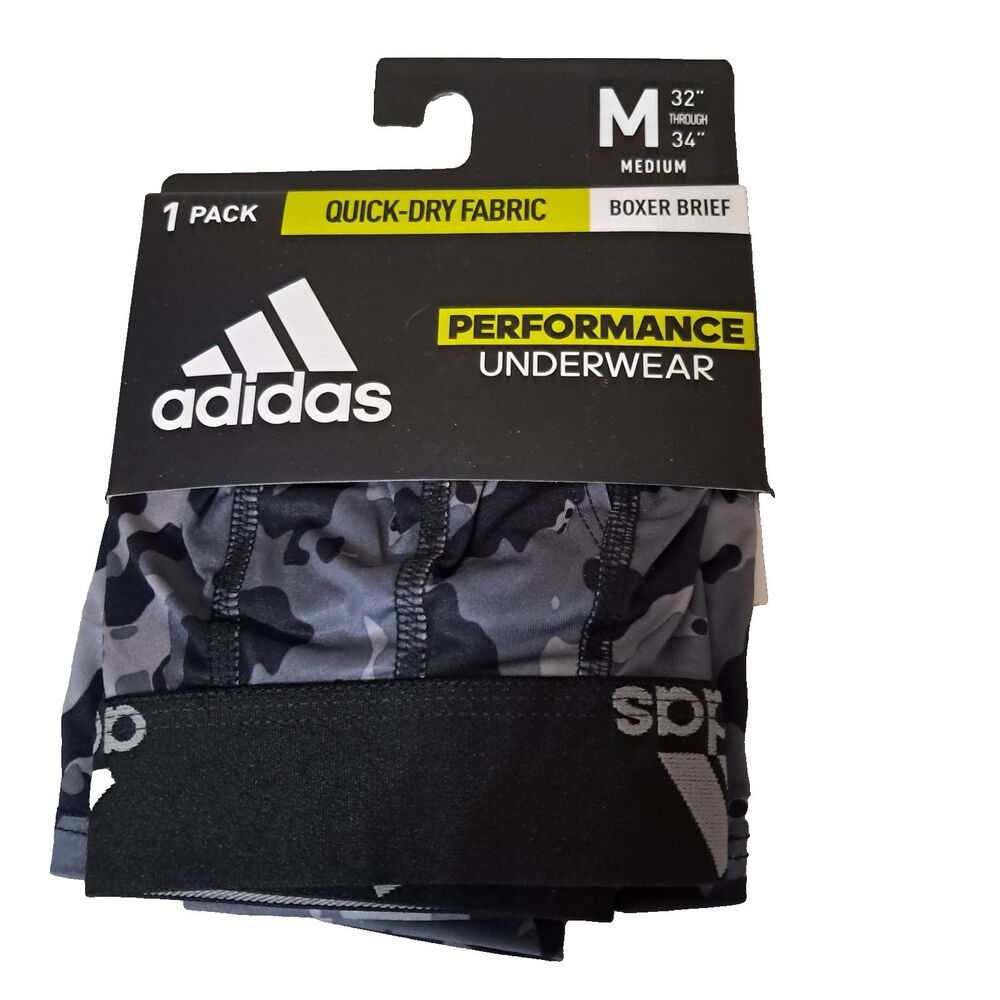 Adidas 1 pack Quick Dry Performance Boxer Brief Underwear M 32-34" Black/Gray